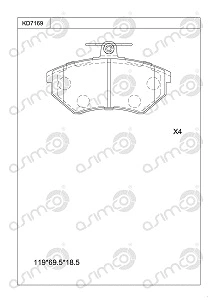 KD7169 ASIMCO Комплект тормозных колодок, дисковый тормоз (фото 1)