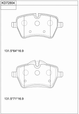 KD72804 ASIMCO Комплект тормозных колодок, дисковый тормоз (фото 1)