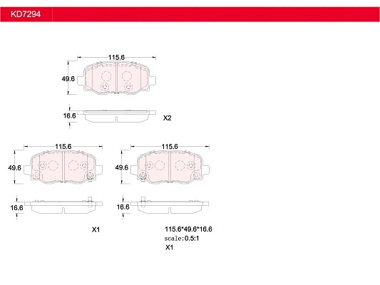 KD7294 ASIMCO Комплект тормозных колодок, дисковый тормоз (фото 1)