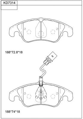 KD7314 ASIMCO Комплект тормозных колодок, дисковый тормоз (фото 1)