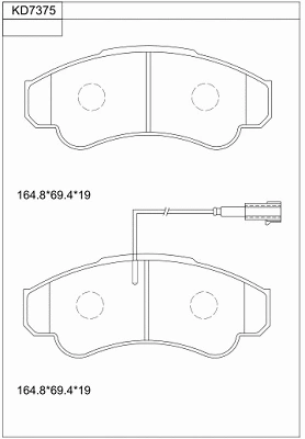 KD7375 ASIMCO Комплект тормозных колодок, дисковый тормоз (фото 1)