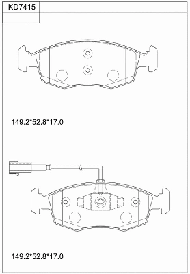 KD7415 ASIMCO Комплект тормозных колодок, дисковый тормоз (фото 1)