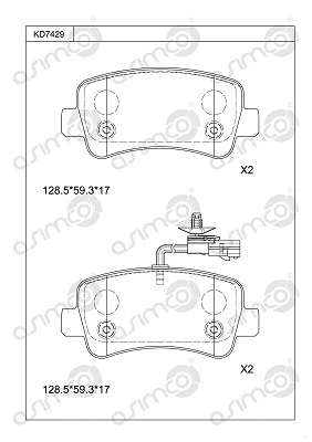 KD7429 ASIMCO Комплект тормозных колодок, дисковый тормоз (фото 1)