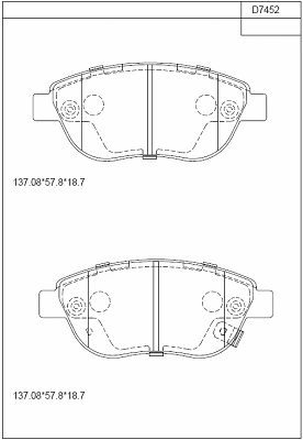 KD7452 ASIMCO Комплект тормозных колодок, дисковый тормоз (фото 1)