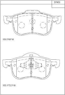 KD7453 ASIMCO Комплект тормозных колодок, дисковый тормоз (фото 1)