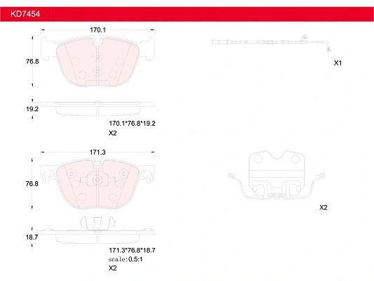 KD7454 ASIMCO Комплект тормозных колодок, дисковый тормоз (фото 1)