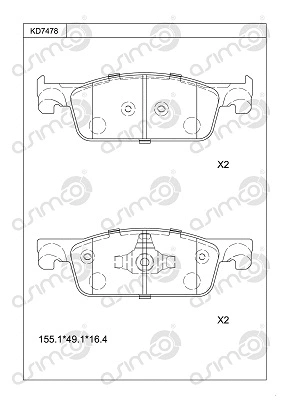 KD7478 ASIMCO Комплект тормозных колодок, дисковый тормоз (фото 1)