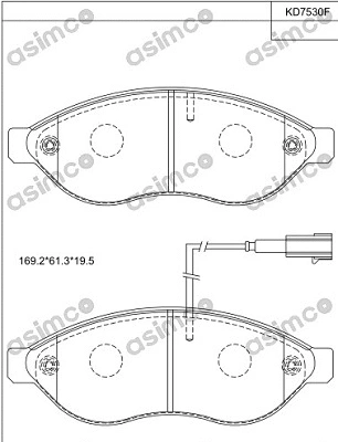 KD7530F ASIMCO Комплект тормозных колодок, дисковый тормоз (фото 1)