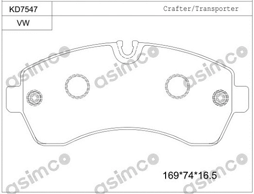 KD7547 ASIMCO Комплект тормозных колодок, дисковый тормоз (фото 1)