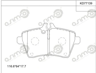 KD77139 ASIMCO Комплект тормозных колодок, дисковый тормоз (фото 1)