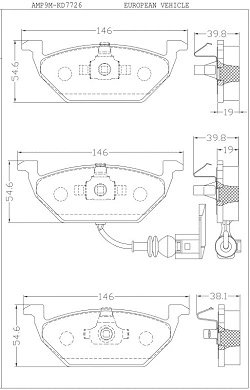 KD7726 ASIMCO Комплект тормозных колодок, дисковый тормоз (фото 1)