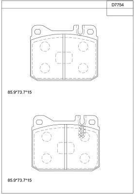KD7754 ASIMCO Комплект тормозных колодок, дисковый тормоз (фото 1)