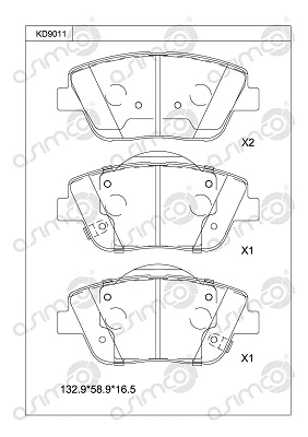 KD9011 ASIMCO Комплект тормозных колодок, дисковый тормоз (фото 1)