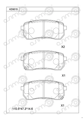 KD9015 ASIMCO Комплект тормозных колодок, дисковый тормоз (фото 1)