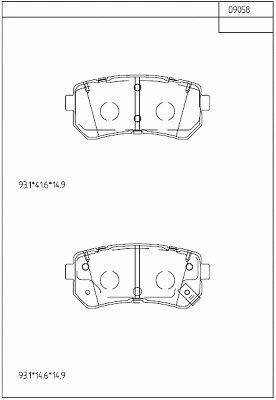 KD9058 ASIMCO Комплект тормозных колодок, дисковый тормоз (фото 1)