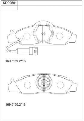 KD99501 ASIMCO Комплект тормозных колодок, дисковый тормоз (фото 1)