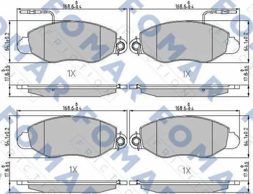 FO 239681 FOMAR Friction Комплект тормозных колодок, дисковый тормоз (фото 1)