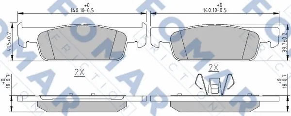 FO 250581 FOMAR Friction Комплект тормозных колодок, дисковый тормоз (фото 1)