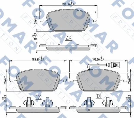 FO 251181 FOMAR Friction Комплект тормозных колодок, дисковый тормоз (фото 1)