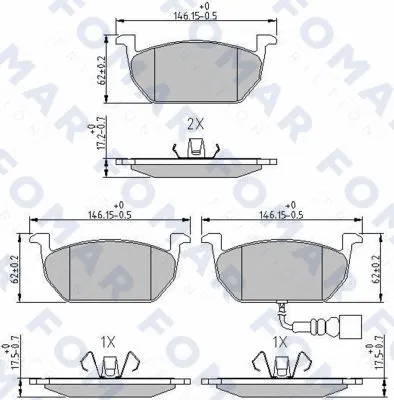 FO 264981 FOMAR Friction Комплект тормозных колодок, дисковый тормоз (фото 1)