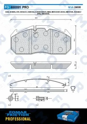 FO 468881 FOMAR Friction Комплект тормозных колодок, дисковый тормоз (фото 1)