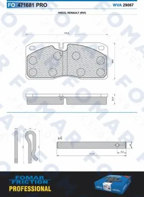 FO 471681 FOMAR Friction Комплект тормозных колодок, дисковый тормоз (фото 1)