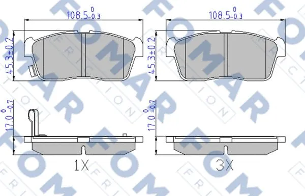 FO 603681 FOMAR Friction Комплект тормозных колодок, дисковый тормоз (фото 1)