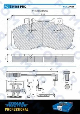 FO 634181 FOMAR Friction Комплект тормозных колодок, дисковый тормоз (фото 1)