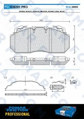 FO 638281 FOMAR Friction Комплект тормозных колодок, дисковый тормоз (фото 1)