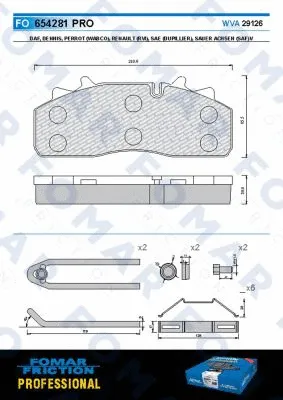 FO 654281 FOMAR Friction Комплект тормозных колодок, дисковый тормоз (фото 1)