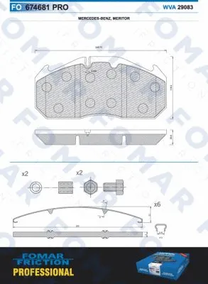 FO 674681 FOMAR Friction Комплект тормозных колодок, дисковый тормоз (фото 1)