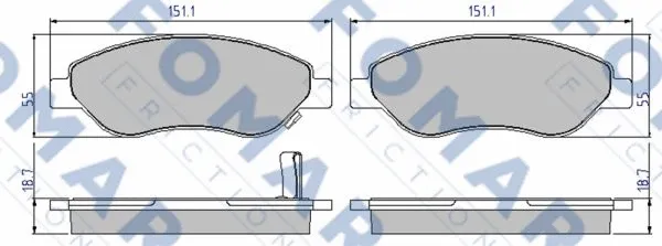 FO 827681 FOMAR Friction Комплект тормозных колодок, дисковый тормоз (фото 1)