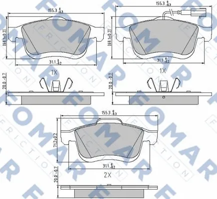 FO 894881 FOMAR Friction Комплект тормозных колодок, дисковый тормоз (фото 1)