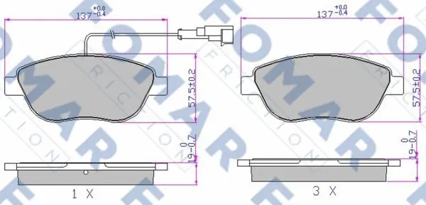 FO 907681 FOMAR Friction Комплект тормозных колодок, дисковый тормоз (фото 1)