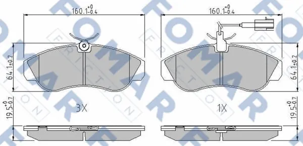 FO 909681 FOMAR Friction Комплект тормозных колодок, дисковый тормоз (фото 1)