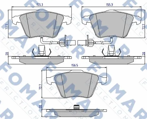 FO 912481 FOMAR Friction Комплект тормозных колодок, дисковый тормоз (фото 1)