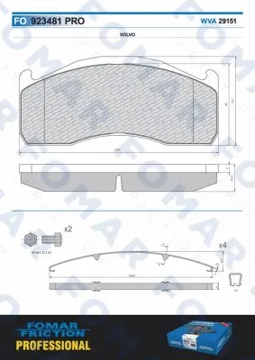 FO 923481 FOMAR Friction Комплект тормозных колодок, дисковый тормоз (фото 1)