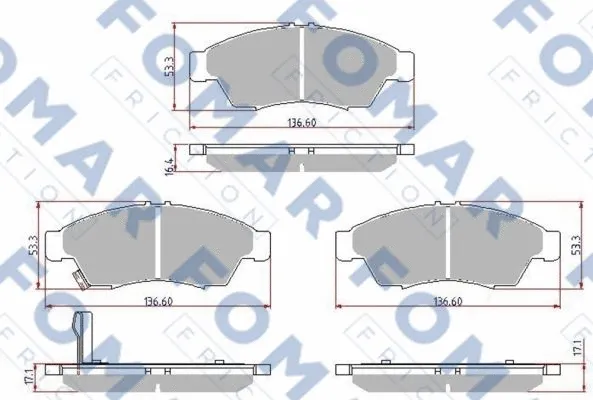 FO 923881 FOMAR Friction Комплект тормозных колодок, дисковый тормоз (фото 1)