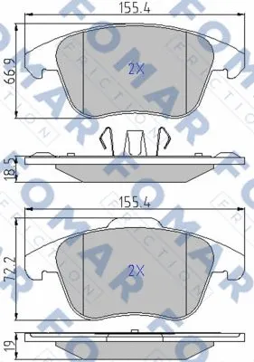 FO 930481 FOMAR Friction Комплект тормозных колодок, дисковый тормоз (фото 1)