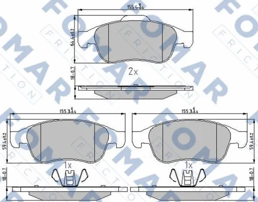 FO 931481 FOMAR Friction Комплект тормозных колодок, дисковый тормоз (фото 1)