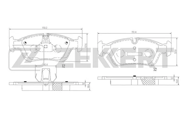 BS-1016 ZEKKERT Комплект тормозных колодок, дисковый тормоз (фото 1)