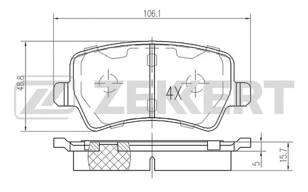 BS-1030 ZEKKERT Комплект тормозных колодок, дисковый тормоз (фото 1)