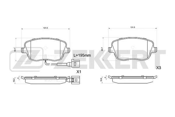 BS-1043 ZEKKERT Комплект тормозных колодок, дисковый тормоз (фото 1)