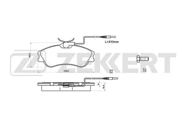 BS-1070 ZEKKERT Комплект тормозных колодок, дисковый тормоз (фото 1)