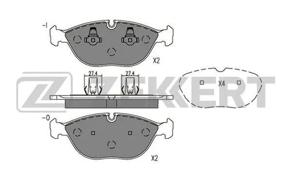 BS-1074 ZEKKERT Комплект тормозных колодок, дисковый тормоз (фото 1)