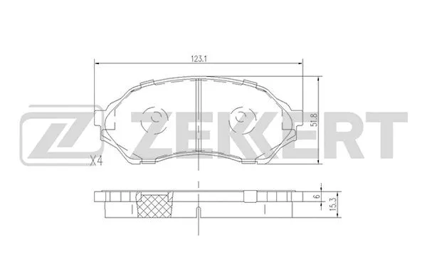 BS-1118 ZEKKERT Комплект тормозных колодок, дисковый тормоз (фото 1)