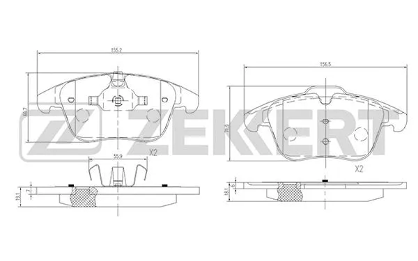 BS-1128 ZEKKERT Комплект тормозных колодок, дисковый тормоз (фото 1)