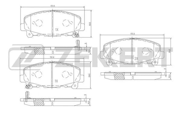 BS-1134 ZEKKERT Комплект тормозных колодок, дисковый тормоз (фото 1)