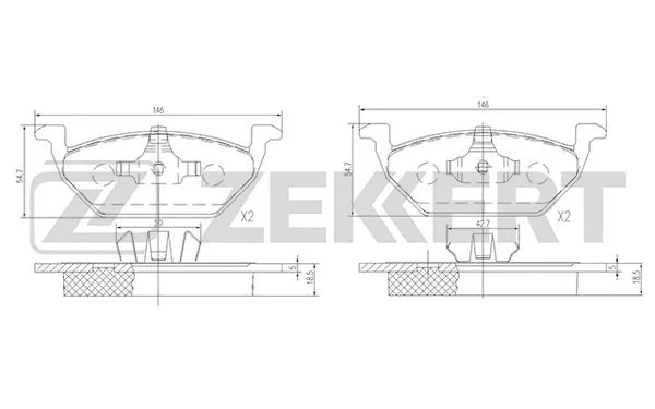 BS-1136 ZEKKERT Комплект тормозных колодок, дисковый тормоз (фото 1)