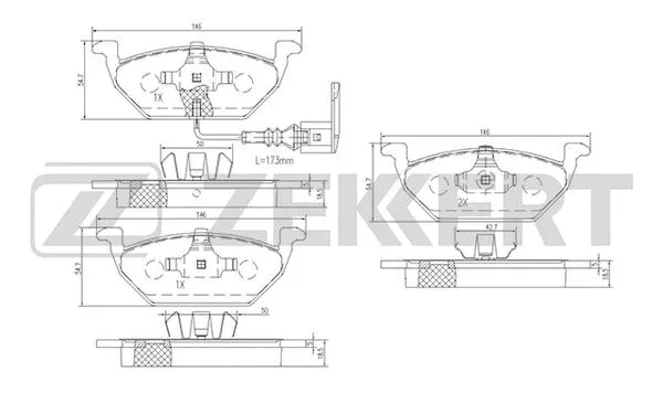 BS-1138 ZEKKERT Комплект тормозных колодок, дисковый тормоз (фото 1)